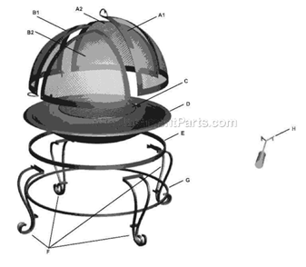Part Location Diagram of 202586002B Char-Broil Small Screen Section