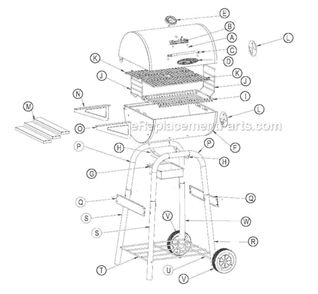 Part Location Diagram of 2233-01-010 Char-Broil Lid Handle, Spring