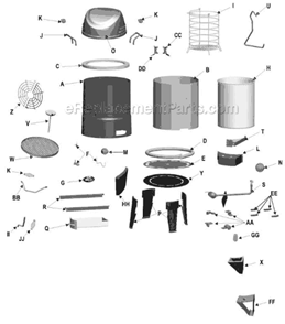 Part Location Diagram of 29102624 Char-Broil Cooking Chamber