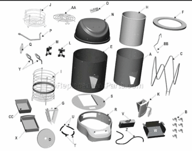 Page A Diagram and Parts List for 12101625  Char-Broil Smoker