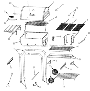 Part Location Diagram of 2230A-01-015 Char-Broil Temperature Guage