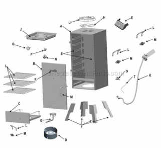 Page A Diagram and Parts List for 12701705  Char-Broil Smoker