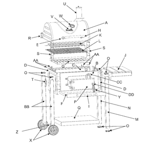 Diagram Diagram and Parts List for 12301732  Char-Broil Grill