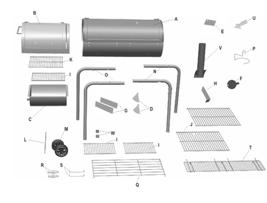Part Location Diagram of 29000595 Char-Broil Front Shelf