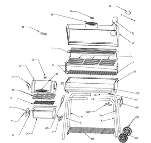 Diagram Diagram and Parts List for 12201729  Char-Broil Smoker