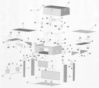 Diagram Diagram and Parts List for 03308740  Char-Broil Grill