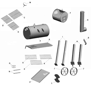 Diagram Diagram and Parts List for 09201555-05  Char-Broil Smoker