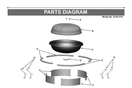 Diagram Diagram and Parts List for 07501416  Char-Broil Fireplace & Stove