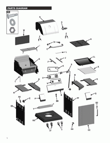 Diagram 1 Diagram and Parts List for 466251413  Char-Broil Grill