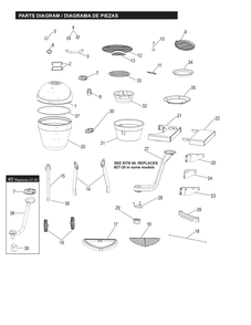 Part Location Diagram of CB051-058 Char-Broil Front Cooking Grate Insert