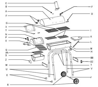 Diagram Diagram and Parts List for 13201595  Char-Broil Smoker