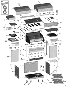 Part Location Diagram of G516-0014-W1 Char-Broil Cart Upper Back Panel