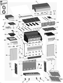 Part Location Diagram of G516-0068-W1 Char-Broil Cart Upper Back Panel