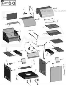 Part Location Diagram of G352-2100-W1 Char-Broil Trough Firebox Heat Shield