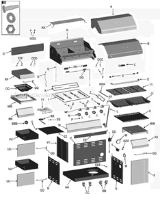 Part Location Diagram of G521-3500-W1 Char-Broil Trough