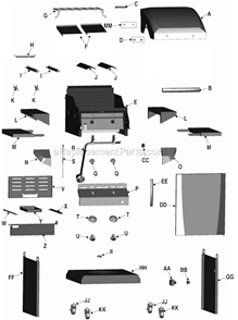 Part Location Diagram of G351-B008-W1C Char-Broil Hardware Pack