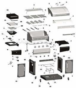 Part Location Diagram of 80010056 Char-Broil Front Brace