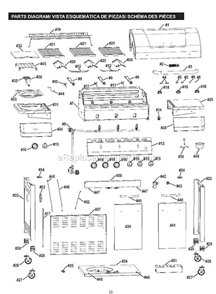 Part Location Diagram of G458-1300-W1 Char-Broil Cart Side Panel, Left