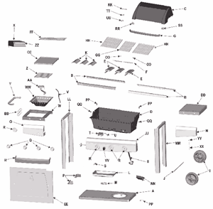 Page A Diagram and Parts List for 463453306  Char-Broil Grill