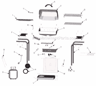 Page A Diagram and Parts List for 463740004  Char-Broil Grill