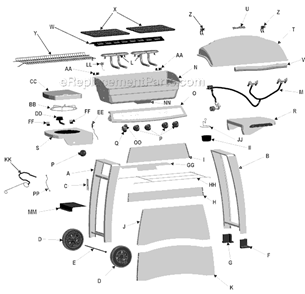 Part Location Diagram of G434-0005-W1 Char-Broil Heat Tent