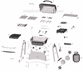 Part Location Diagram of 4154550 Char-Broil Right Side Shelf