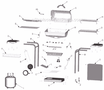 Part Location Diagram of 5950161 Char-Broil Top Casting