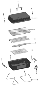 Part Location Diagram of G102-0001-W1 Char-Broil Lid Handle