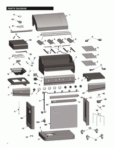 Diagram 1 Diagram and Parts List for 466420513 C-45G4 Char-Broil Grill