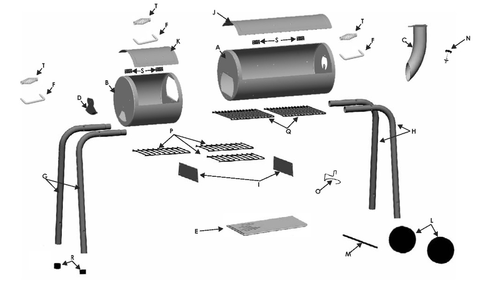 Diagram Diagram and Parts List for 09201552  Char-Broil Smoker