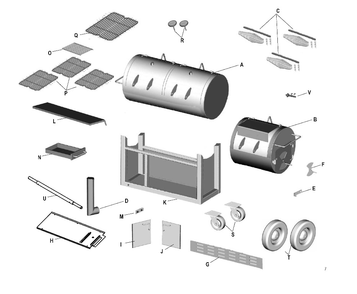 Diagram Diagram and Parts List for 09201556  Char-Broil Smoker