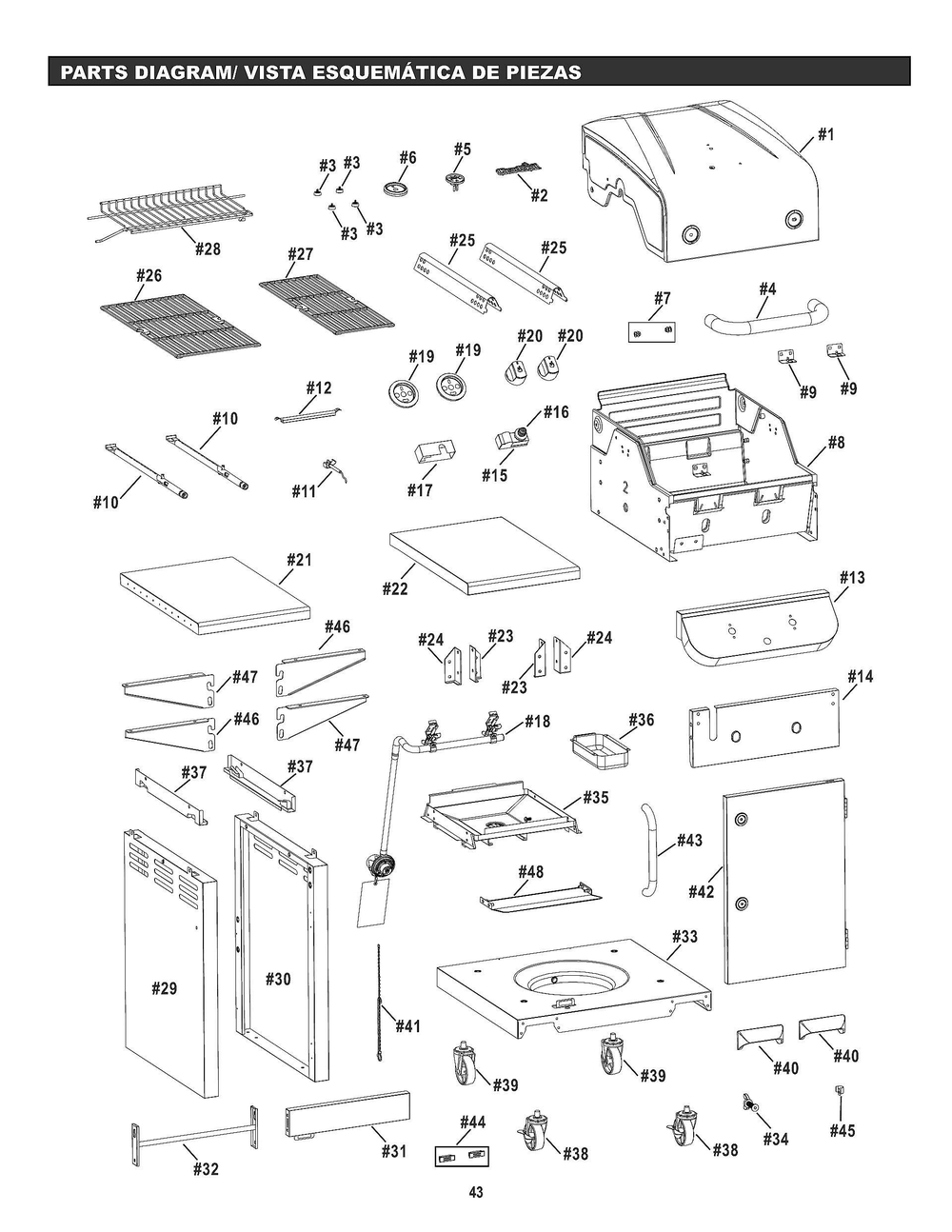 Diagram Diagram and Parts List for 463625217 2017 Char-Broil Grill