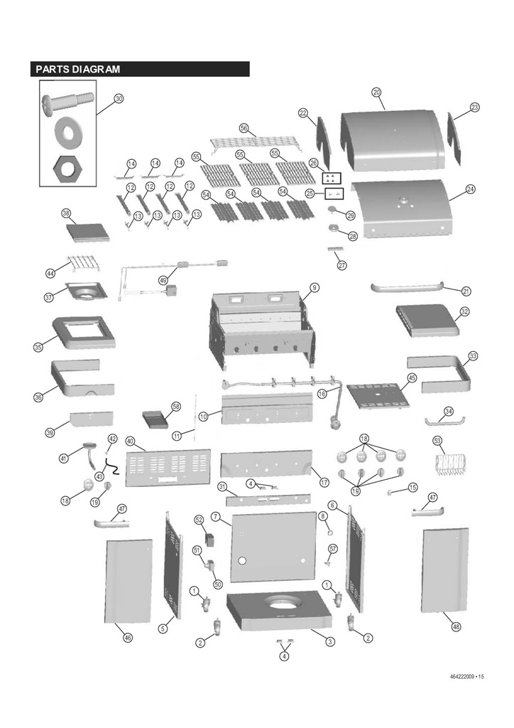Diagram Diagram and Parts List for 41516644900  Char-Broil Grill