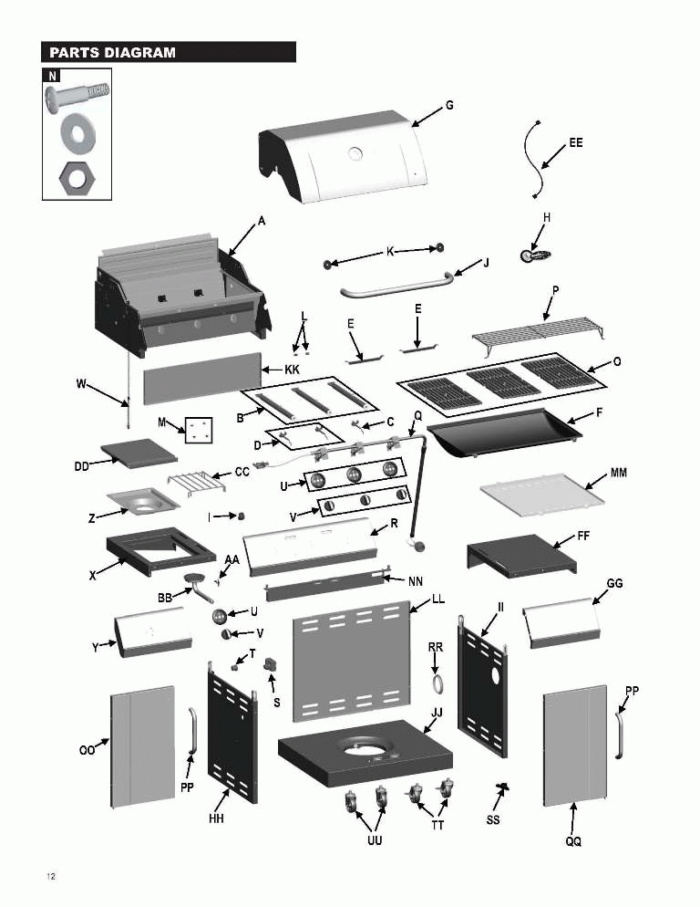 Diagram 1 Diagram and Parts List for 466251713  Char-Broil Grill