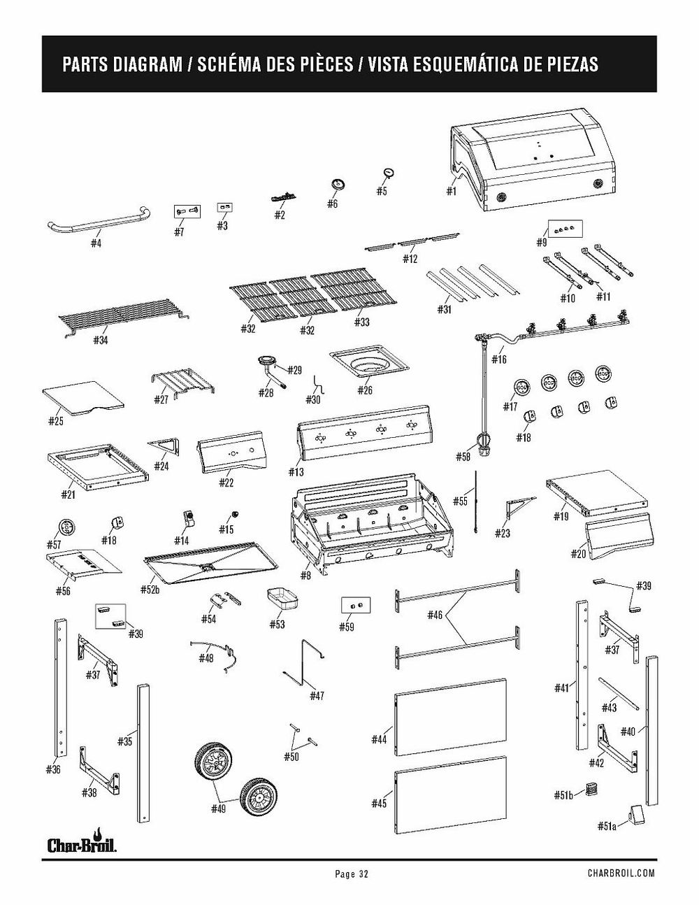 Diagram Diagram and Parts List for 463352021 2021 Char-Broil Grill