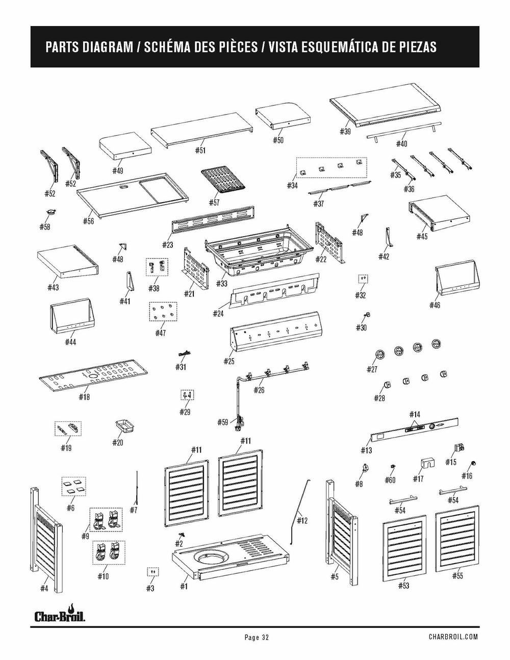 Diagram Diagram and Parts List for 463259623 2023 Char-Broil Grill Accessories