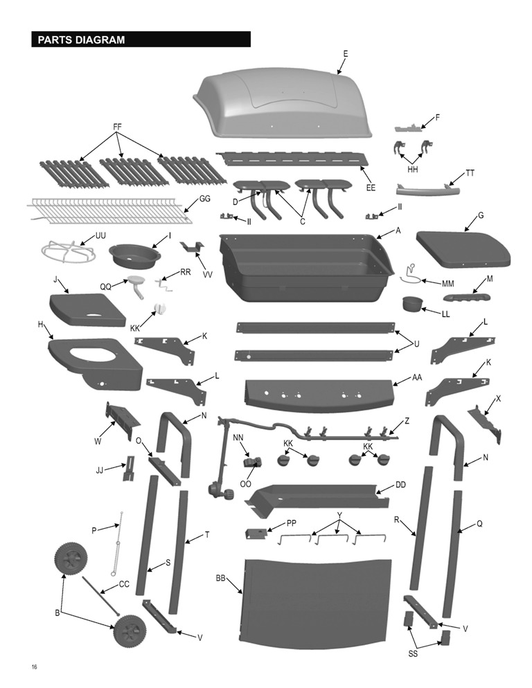 Diagram Diagram and Parts List for 466870509  Char-Broil Grill
