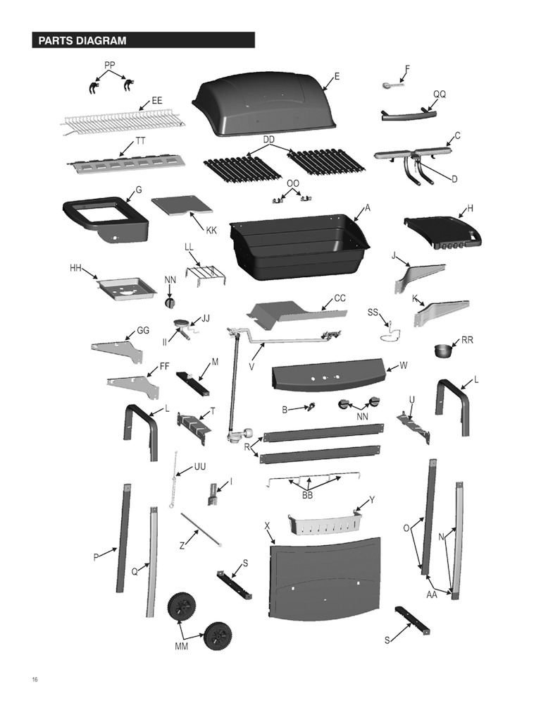 Diagram Diagram and Parts List for 463722511  Char-Broil Grill