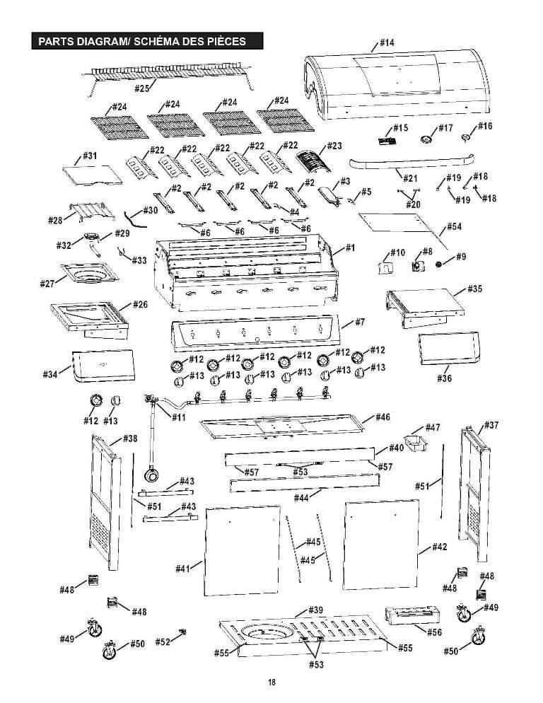 Diagram Diagram and Parts List for 463226514  Char-Broil Grill