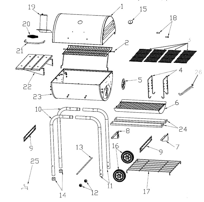 Diagram Diagram and Parts List for 10301622  Char-Broil Grill