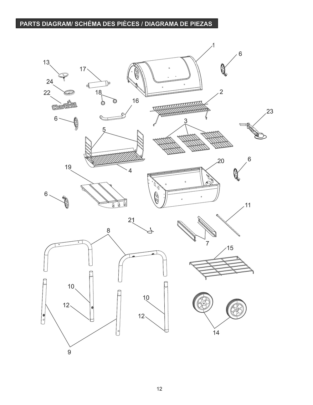 Diagram Diagram and Parts List for 17302055 2017 Char-Broil Grill