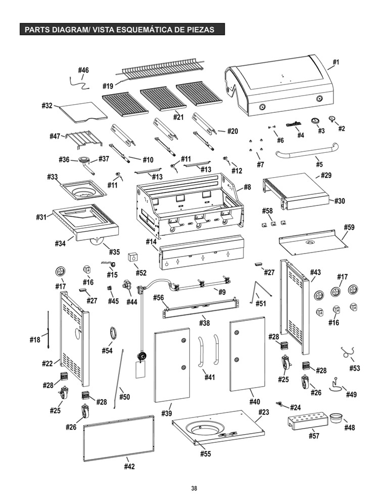 Diagram Diagram and Parts List for 463336016 2016 Char-Broil Grill