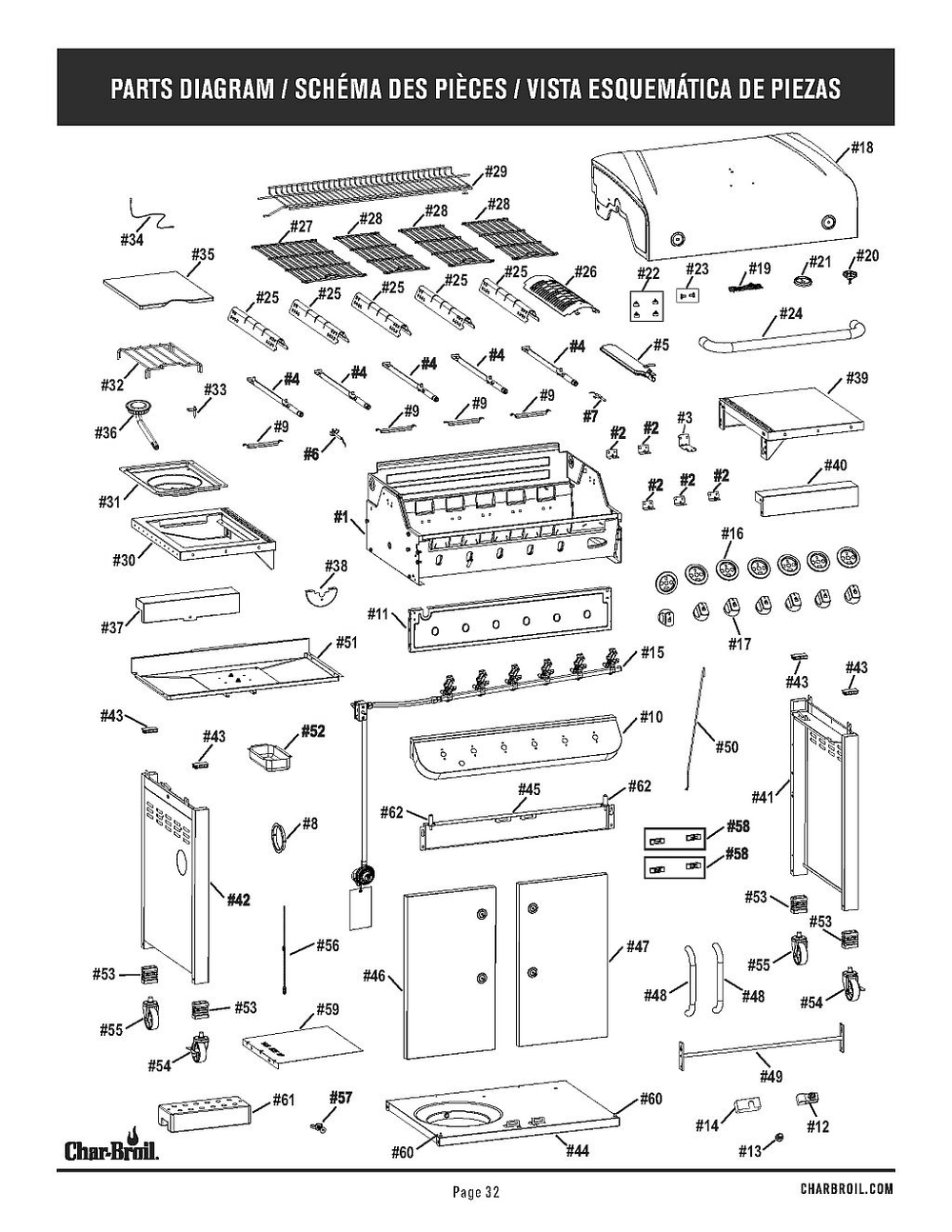 Diagram Diagram and Parts List for 463274719 2020 Char-Broil Grill