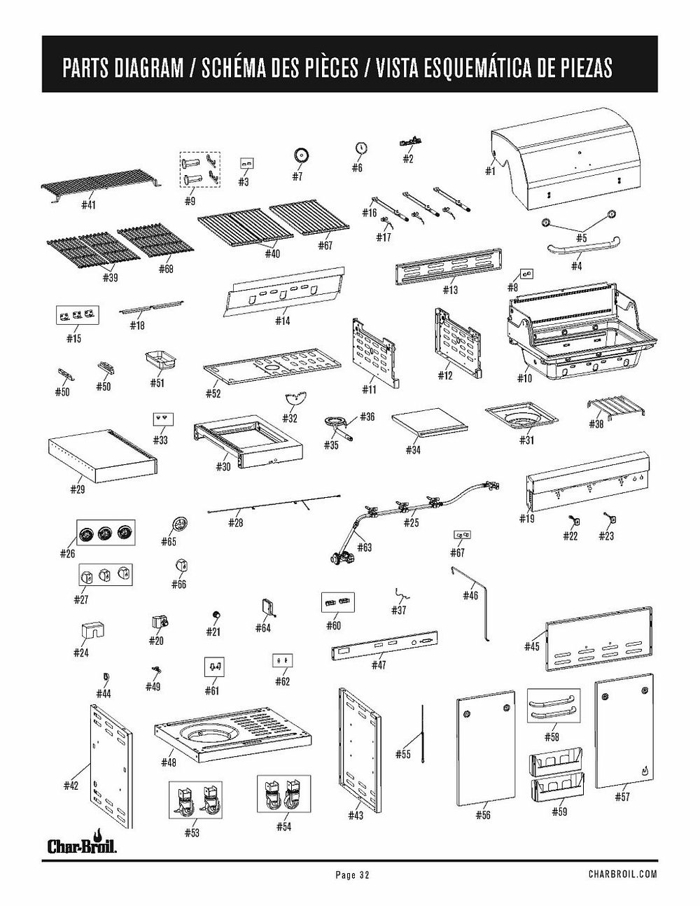 Diagram Diagram and Parts List for 463342620N 2022 Char-Broil Grill