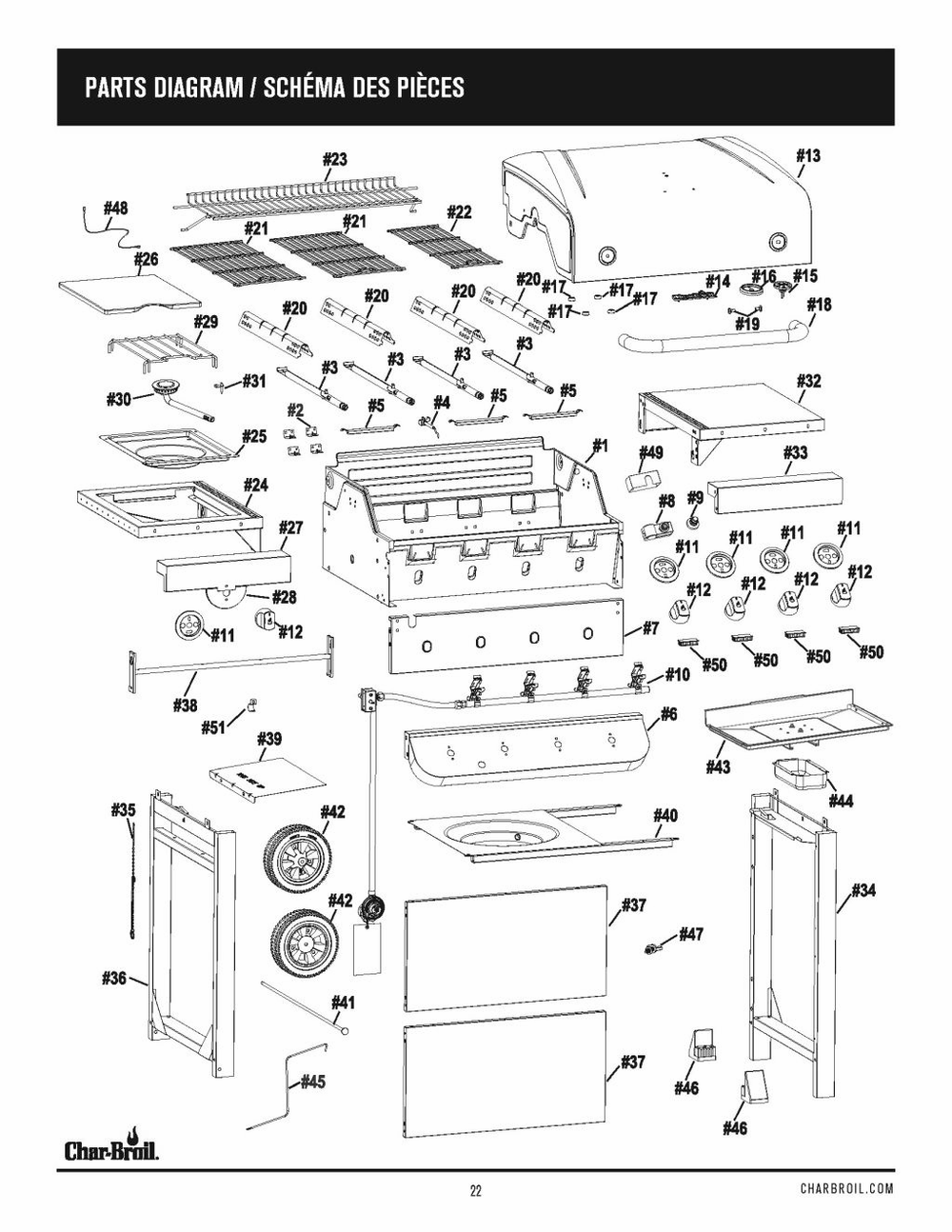 Diagram Diagram and Parts List for 466347019  Char-Broil Grill