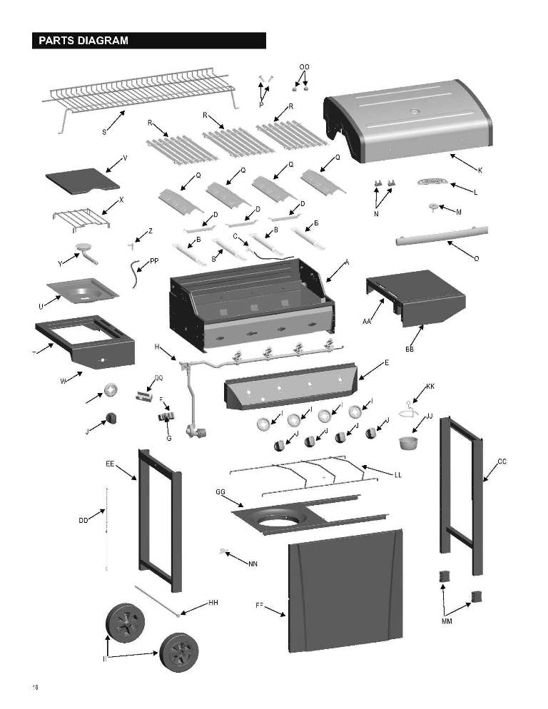 Diagram Diagram and Parts List for 461442513  Char-Broil Grill