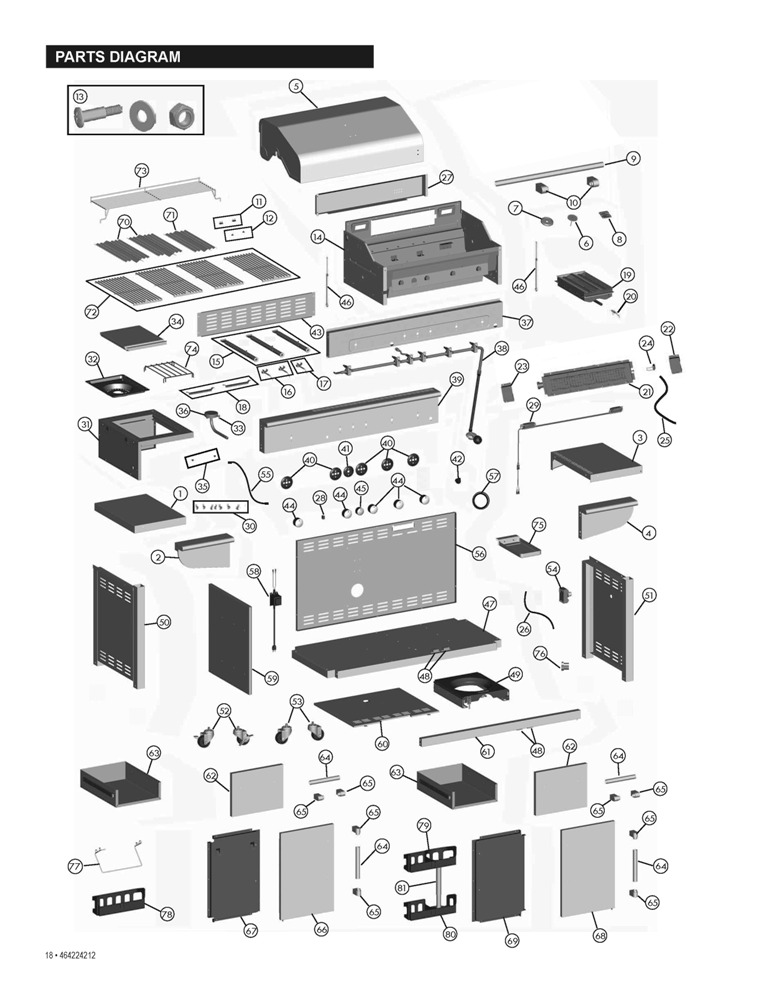 Diagram Diagram and Parts List for 464224212  Char-Broil Grill