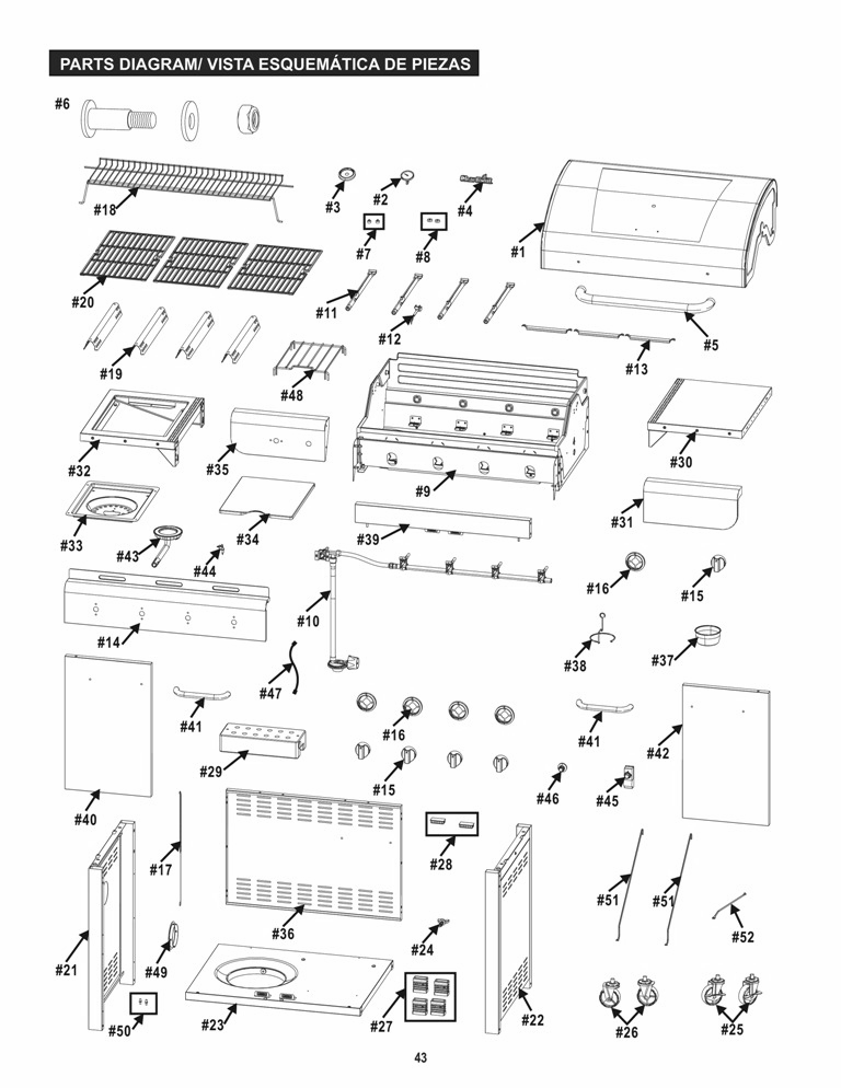 Diagram Diagram and Parts List for 463240015 (T500)(2015) Char-Broil Grill