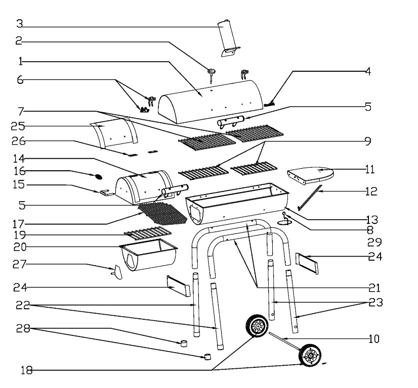 Diagram Diagram and Parts List for 10201570  Char-Broil Smoker