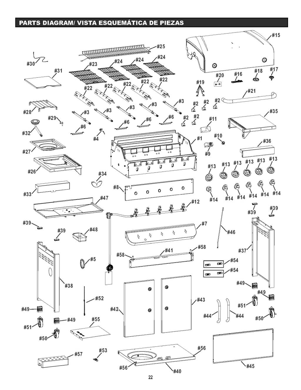 Diagram Diagram and Parts List for 463243519 2019 Char-Broil Grill